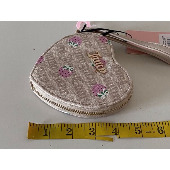 Juicy Couture Berry Sweet Coin Purse Wristlet Sandstone Cherry Blossom NEW - Picture 9 of 9